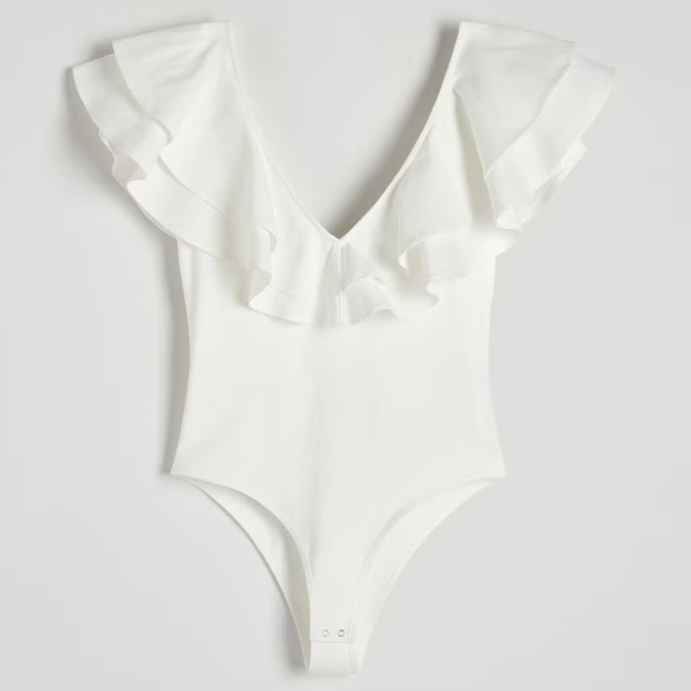 Reserved Ruffle White Bodysuit‎